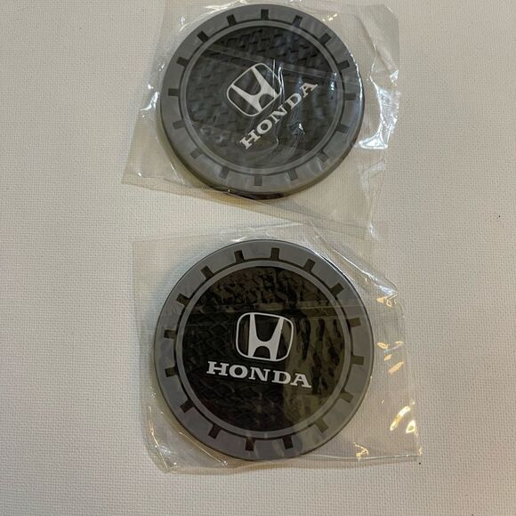 Honda car cup Coasters in black and gray. Set of 2 NWT - Picture 7 of 8
